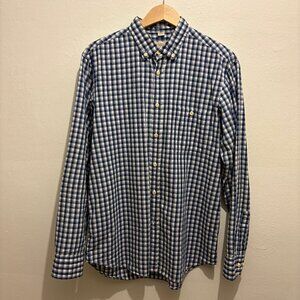 Scappino Jeans slim fit button down shirt in blue/white check cotton